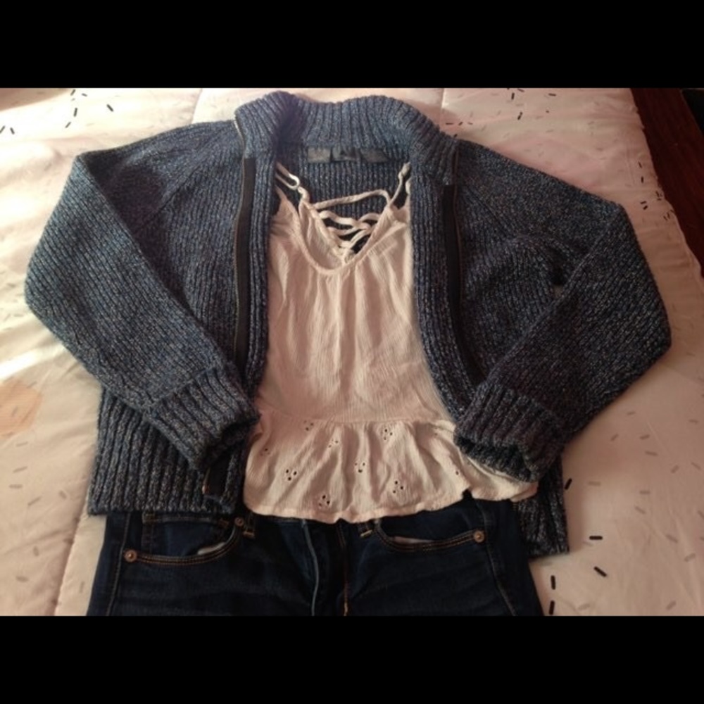 Navy blue knitted sweater